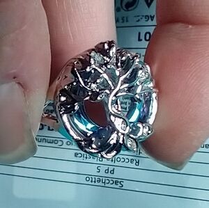Silvertone colorful tree of life ring